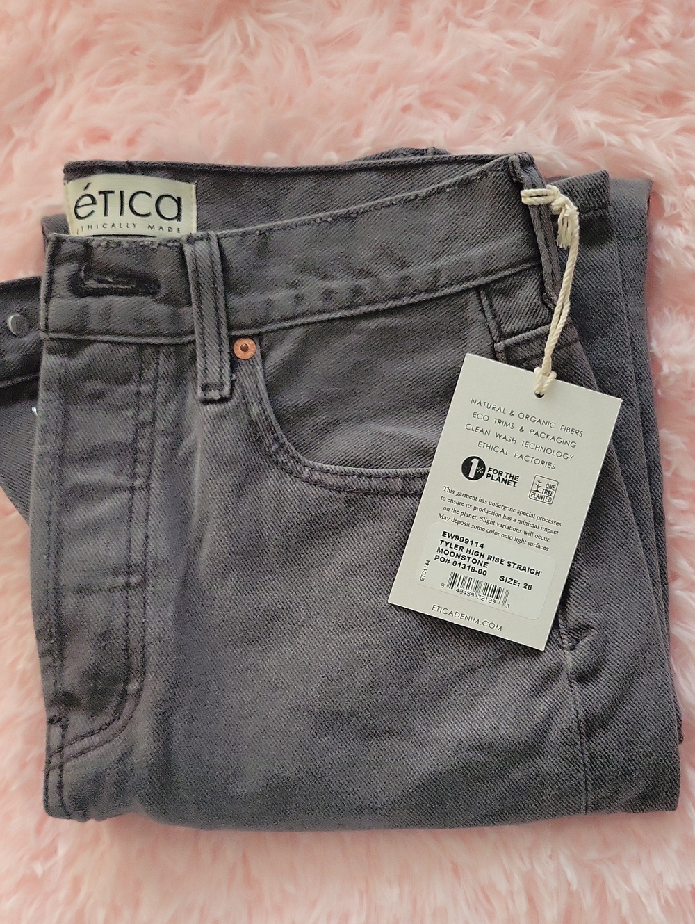 Etica High-Rise Straight Jeans in Charcoal
